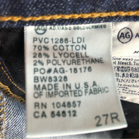AG Adriano Goldschmied The Stevie Slim Straight Jeans Size 27R - Picture 5 of 10